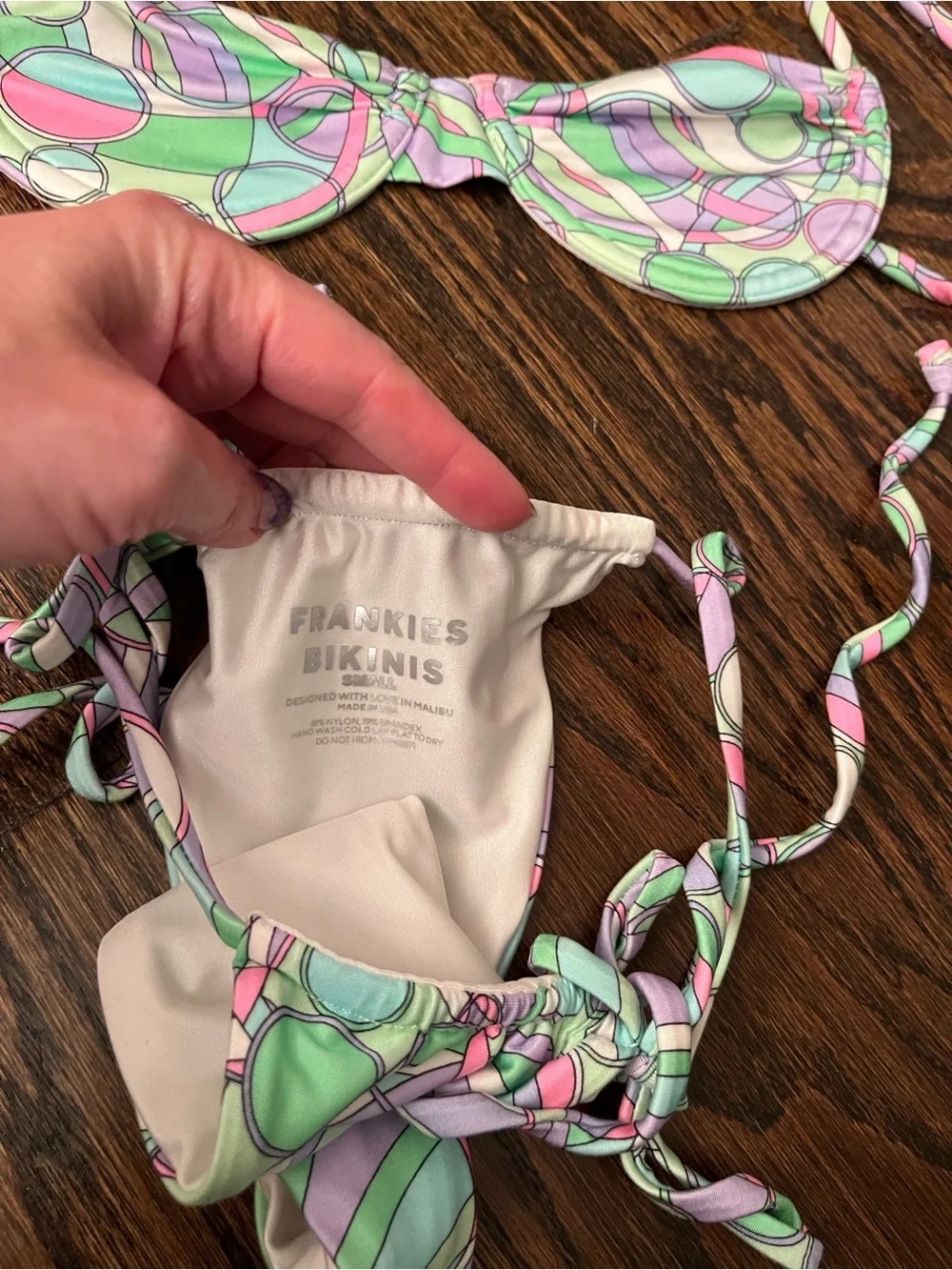 Frankie's Bikinis Maggie Top and Tia Bottoms in Vortex (Size XS Top & S Bottom)